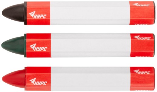 Карандаши разметочные восковые, набор 3 шт. ( черный / зеленый / красный ), 95 мм