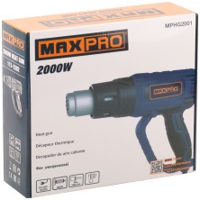 MAX-PRO Фен технический 2000 Вт; 60/350/600°C; 500л/мин; 0,76 кг; резиновый кабель; резиновые вставки; кор.