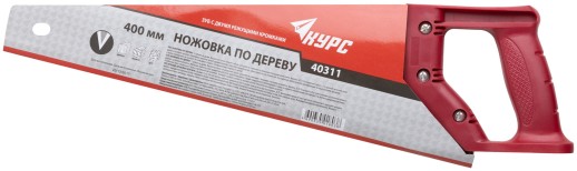 Ножовка по дереву, средний каленый зуб 7 TPI, 2D заточка, пластиковая ручка 400 мм