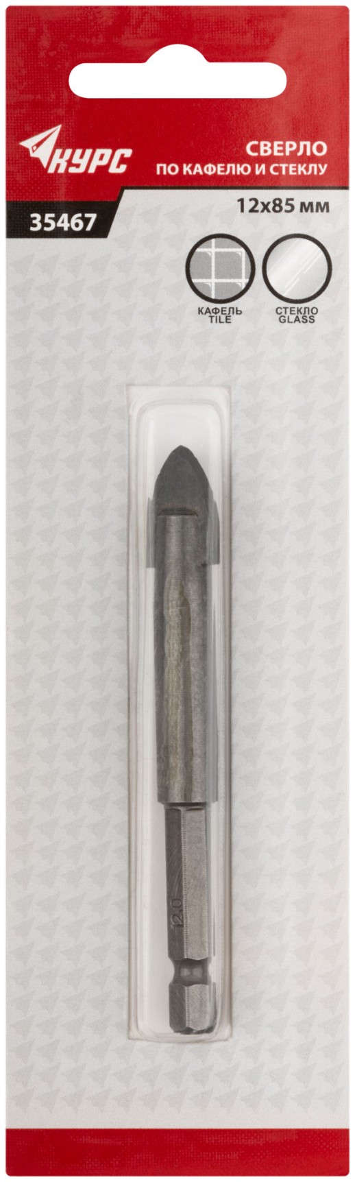 Сверло по кафелю и стеклу, шестигранный U-хвостовик под биту 12х85 мм