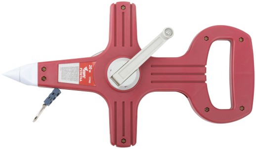 Рулетка геодезическая, стальная лента, красный открытый пластиковый корпус 20 м