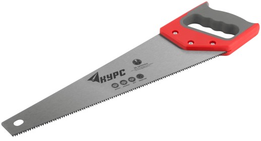 Ножовка по дереву, средний каленый зуб 7 ТPI, 2D заточка, пластиковая прорезиненная ручка 400 мм