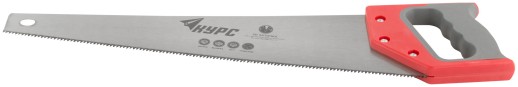 Ножовка по дереву, средний каленый зуб 7 ТPI, 2D заточка, пластиковая прорезиненная ручка 450 мм