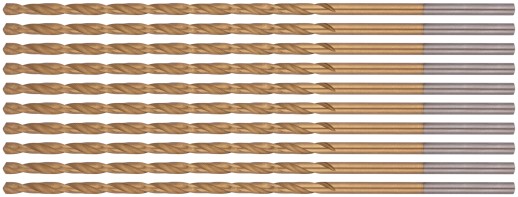 Сверла HSS по металлу, удлиненные, титановое покрытие 2,0х85 мм (10 шт.)