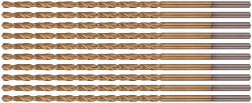 Сверла HSS по металлу, удлиненные, титановое покрытие 2,5х95 мм (10 шт.)