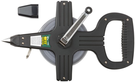 Рулетка геодезическая, стальная лента, черный открытый пластиковый корпус 50 м