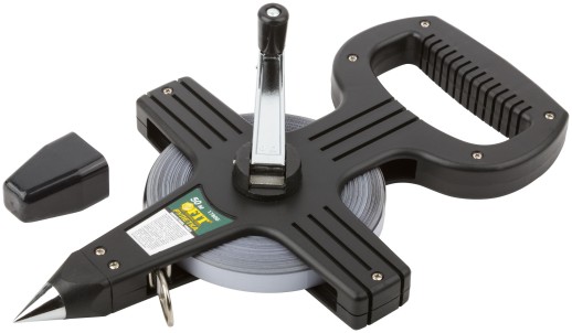 Рулетка геодезическая, стальная лента, черный открытый пластиковый корпус 50 м