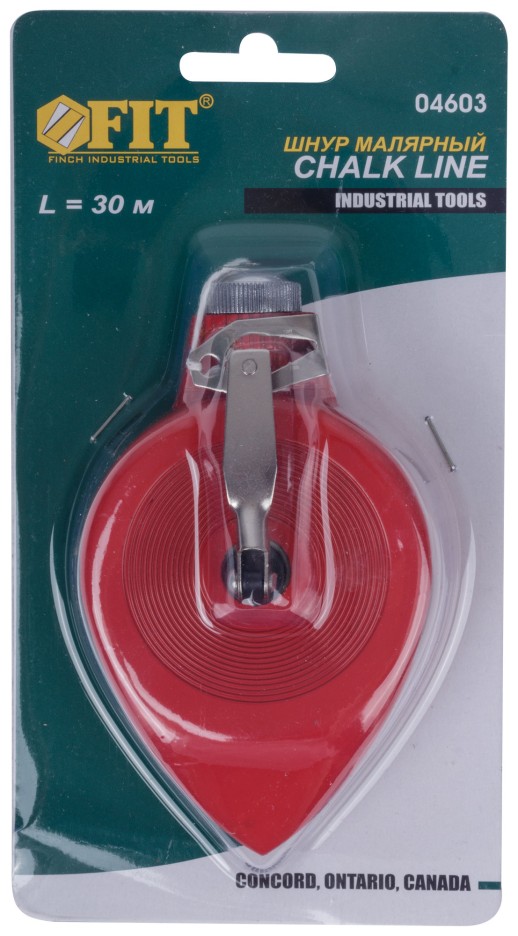 Шнур малярный отбойный, металлический корпус, в блистере 30 м, красный