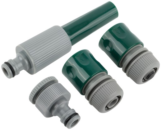 Набор поливочный 4 шт. 1/2" (насадка для полива,соединитель, соединитель с автостопом, адаптер внешний)