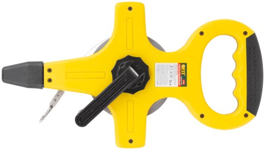 Рулетка геодезическая, стальная лента, желтый открытый пластиковый корпус, прорезиненная ручка 30 м