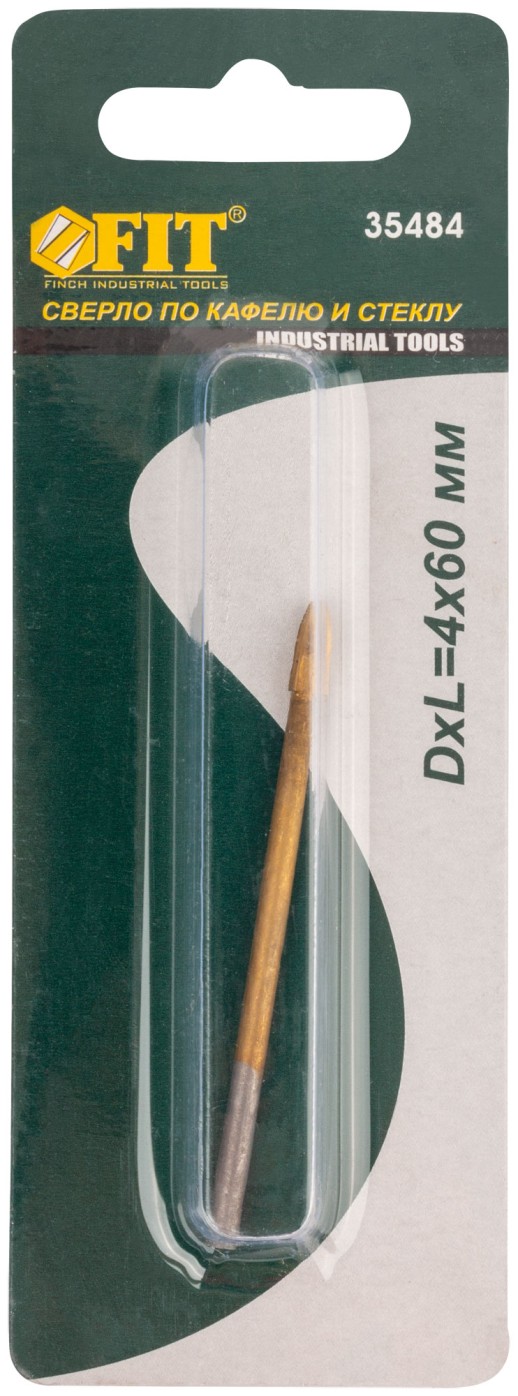 Сверло по кафелю и стеклу, 4 режущие кромки, титановое покрытие  4х60 мм