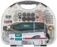 Гравировальная машина 130 Вт; 10000-35000 об/мин; 2,4/3,2 мм; БС щеток; набор насадок 210 шт.; кейс