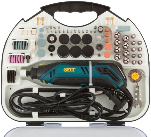 Гравировальная машина 130 Вт; 10000-35000 об/мин; 2,4/3,2 мм; БС щеток; набор насадок 210 шт.; кейс