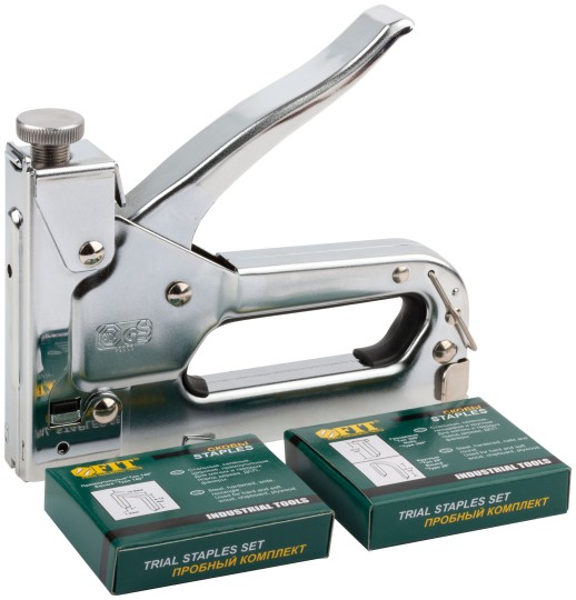Степлер для широких скоб 4-в-1 "тип 140" 6-14 мм, с регул.удара, мет.корп., Профи, в чемоданчике+скобы
