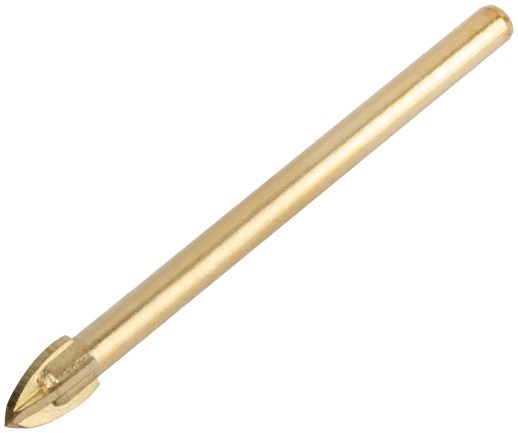 Сверло по кафелю и стеклу, 4 режущие кромки, титановое покрытие  6х60 мм