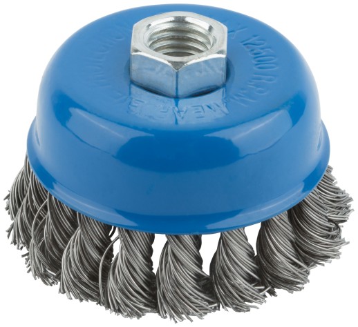Корщетка, тип "чашка", гайка М14, стальная витая проволока 75 мм