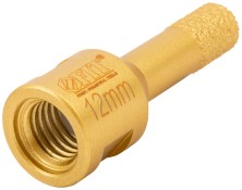 Коронка кольцевая для УШМ, М14, по керамограниту, камню и кафелю алмазная, вакуумное спекание 12х60 мм