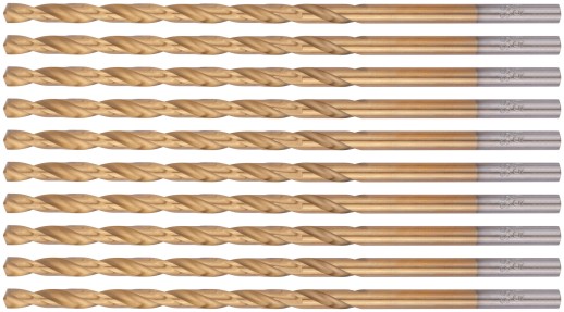 Сверла HSS по металлу, удлиненные, титановое покрытие 4,5х126 мм (10 шт.)