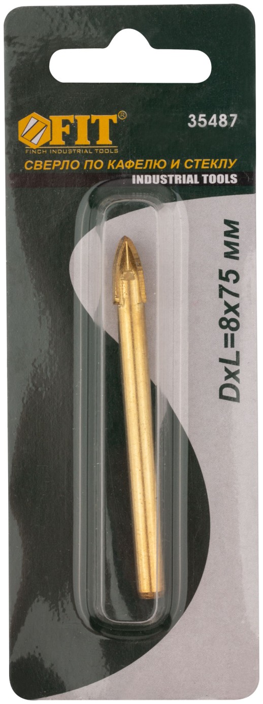 Сверло по кафелю и стеклу, 4 режущие кромки, титановое покрытие  8х75 мм