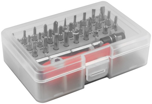 Отвертка с битами для точных работ, 30 CrV бит, удлинитель, в пластиковом боксе