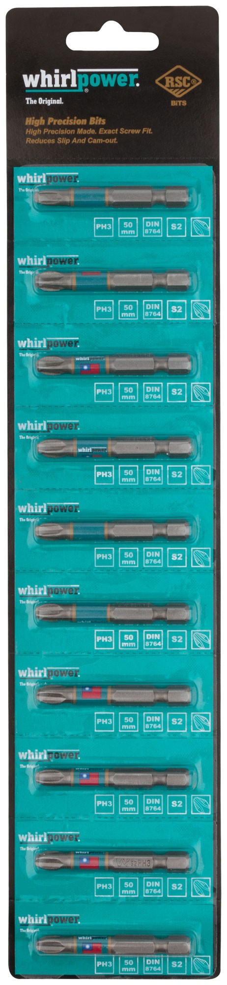 Биты WP, сталь S2, с насечкой, Профи, 50 мм PH3, 10 шт.