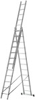 Лестница трехсекционная алюминиевая усиленная, 3 х 12 ступеней, H=343/594/841 см, вес 17,83 кг