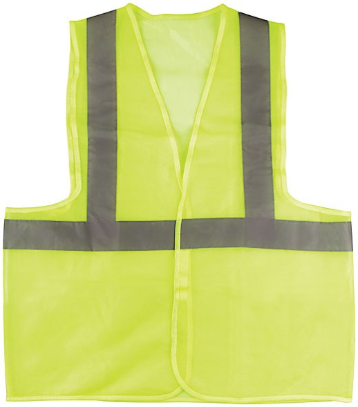Жилет сигнальный желтый, 1 горизонтальная и 2 вертикальные полосы, 80 гр., размер XL