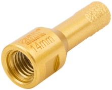 Коронка кольцевая для УШМ, М14, по керамограниту, камню и кафелю алмазная, вакуумное спекание 14х60 мм