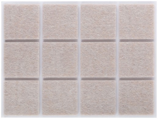 Подкладки для мебели самоклеющиеся квадратные 25 х 25 мм, 12 шт., войлок