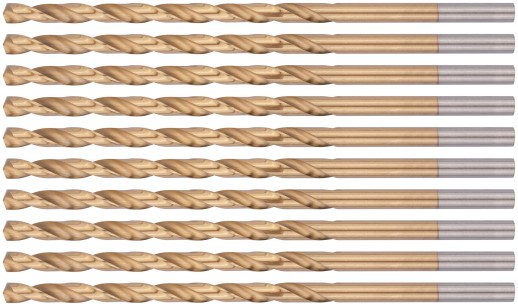 Сверла HSS по металлу, удлиненные, титановое покрытие 5,5х139 мм (10 шт.)