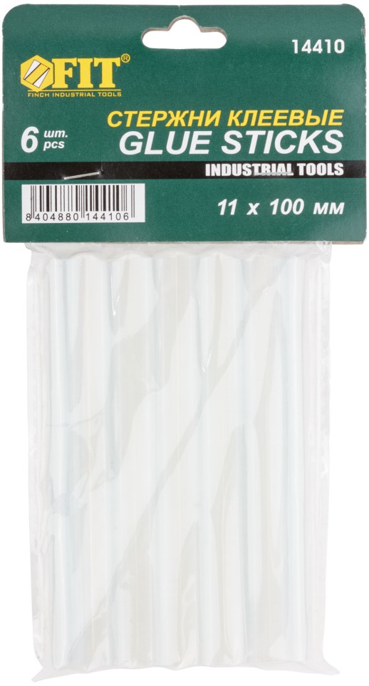 Стержни клеевые бесцветные д.11 мм х 100 мм, 6 шт.