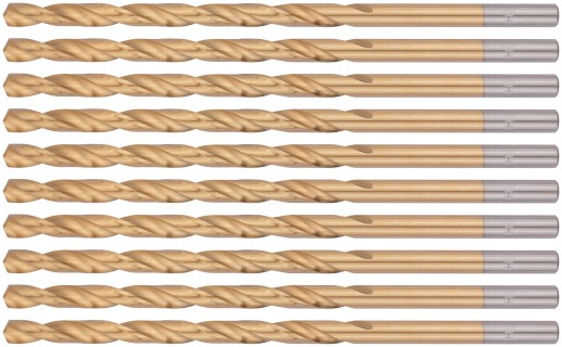 Сверла HSS по металлу, удлиненные, титановое покрытие 6,0х139 мм (10 шт.)