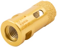 Коронка кольцевая для УШМ, М14, по керамограниту, камню и кафелю алмазная, вакуумное спекание 25х60 мм