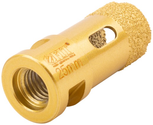 Коронка кольцевая для УШМ, М14, по керамограниту, камню и кафелю алмазная, вакуумное спекание 25х60 мм