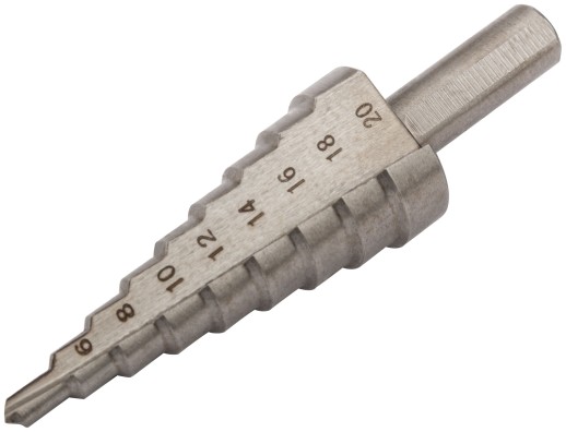 Сверло ступенчатое HSS ( Р6М5 ) по металлу, 9 ступеней, 4-20 мм