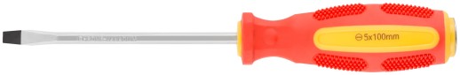 Отверткa ударная, CrV сталь, шестигранное сквозное жало с бойком, прорезиненная ручка 5х100 мм SL