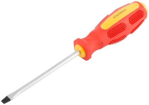 Отверткa ударная, CrV сталь, шестигранное сквозное жало с бойком, прорезиненная ручка 5х100 мм SL
