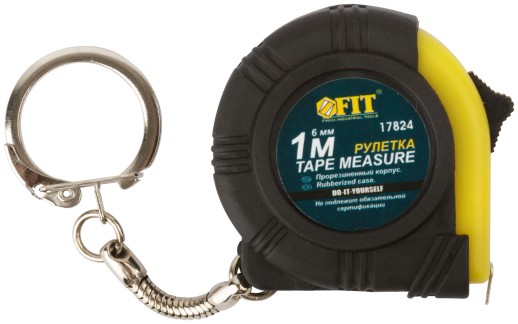 Рулетка-брелок, прорезин.корпус 1 м x 6 мм