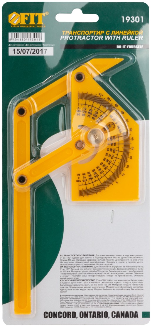 Угломер-квадрант 180 гр. пластиковый 90x155 мм