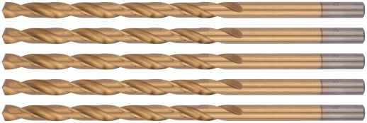 Сверла HSS по металлу, удлиненные, титановое покрытие 7,0х156 мм (5 шт.)