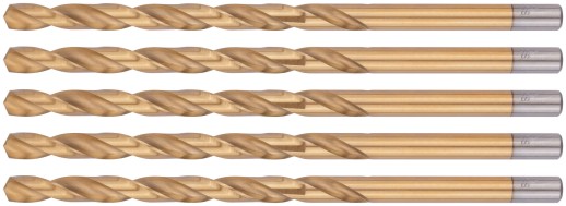 Сверла HSS по металлу, удлиненные, титановое покрытие 8,0х165 мм (5 шт.)