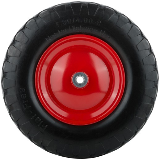 Колесо запасное полиуретановое 380х65 мм для тачек 77611; 77612; 77627 ( PU 4.00-8 ) ( посадка ширина 95 мм, диаметр 16 мм )