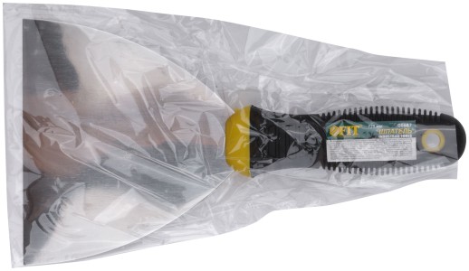 Шпатель, нерж.сталь, черно-желтая прорезин.ручка 5" (125 мм)