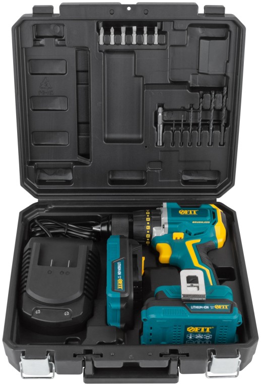 Дрель-Шуруповерт акк. 20,0 В; 0-400/1400 об/мин; 50,0 Нм; 2 (Li-Ion) 2,0 Ач; 1,5 ч.; бесщеточный; рез. накл.; кейс