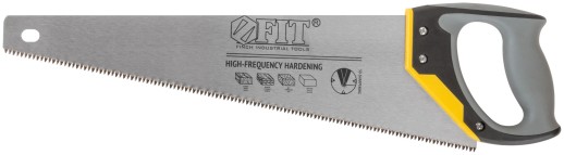 Ножовка по дереву, средний каленый зуб 7 ТPI, 3D заточка, 3К пласт.прорезиненная ручка, Профи 450 мм