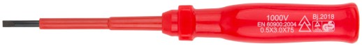 Отвертка изолированная 1000 В, CrV сталь, пластиковая ручка   3х75 мм SL