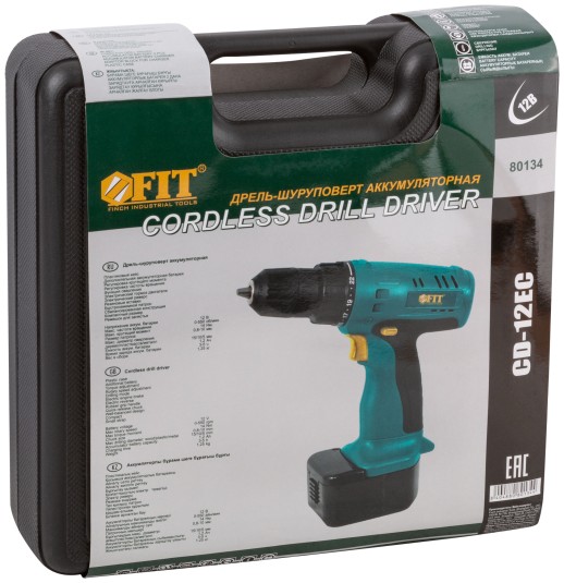 Дрель-Шуруповерт акк. 12,0 В; 0-550 об/мин; 10,0 Нм; 2 (Ni-Cd) 1,2 Ач; 3-5 ч.; рез. накл.; кейс