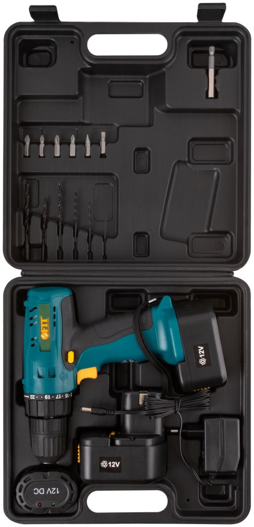 Дрель-Шуруповерт акк. 12,0 В; 0-550 об/мин; 10,0 Нм; 2 (Ni-Cd) 1,2 Ач; 3-5 ч.; рез. накл.; кейс