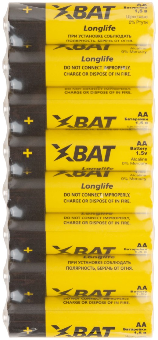 Батарейка щелочная, 1.5 В, тип АА, 8 шт.