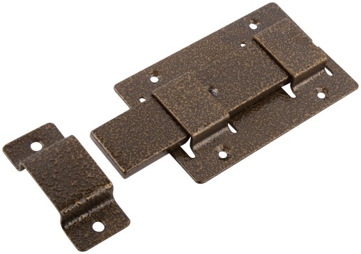 Задвижка накладная усиленная для дверей, прямоугольный ригель, бронза